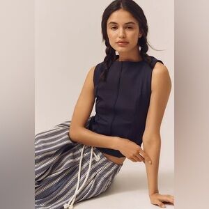 MAEVE SEAMED SHELL TOP ANTHROPOLOGIE SIZE MEDIUM COLOR NAVY